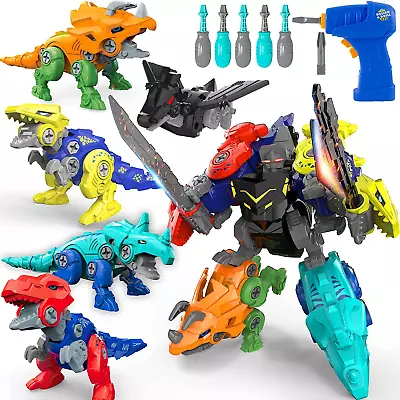 AKILION Kids Dinosaur Robot Toys 3 4 5 6 7 Year Old Boys Girls 5 In 1 STEM Dino • $50.74