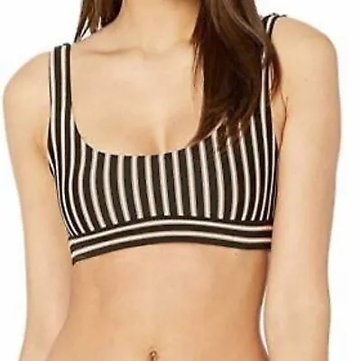 L*Space Women's Black Gold Horizon Miller Striped Bikini Swim Top Size M • $24.50