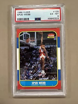 1986-87 Fleer Spud Webb #120 RC PSA 6 • $35