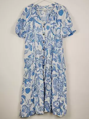 Anko Maxi/Midi Dress Womens White/Blue Size 18 Floral Short Sleeve • $14