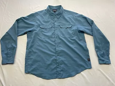 Patagonia Mens Shirt XL Blue Self Guided Hike Shirt Recycled Polyester Excellent • $29.95