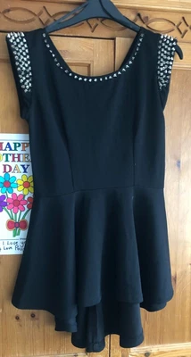 £4.50 • Buy Krisp - Lady Gaga Style Spike Shoulder Black Top Size 10 Goth Punk