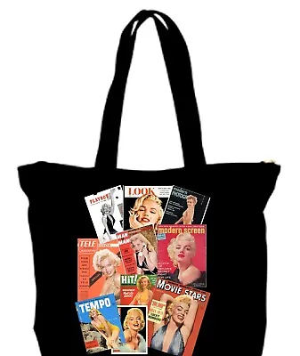 Marilyn Monroe Tote Bag Photo Collage Zipper Closure Grocery Beach Computers • $17.95