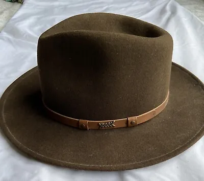 MINNETONKA Lite Felt 100% Wool Cowboy Style Hat Leather Band Trim Large Vintage • $29.99