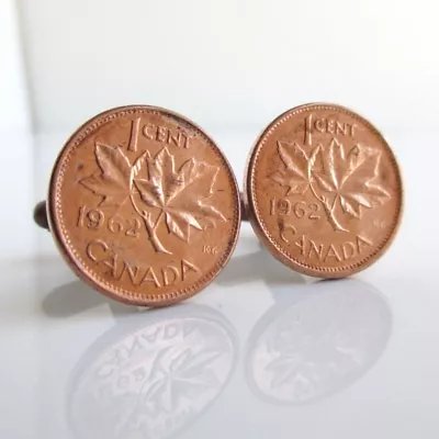 CANADA Penny Cuff Links - Repurposed Canadian One Cent Maple Leaf Coins • $12.50
