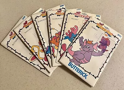 Vintage Butterick Wuzzles Patterns Stuffed Animals 1985 Complete 6 Pattern Set • $22