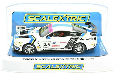 Scalextric  Multimatic  Ford Mustang GT4 DPR W/ Lights 1/32 Slot Car C4173 • $44.99