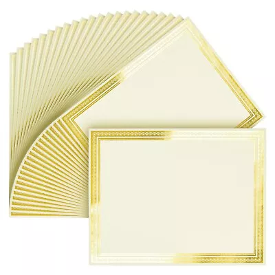 50 Sheets Gold Foil Award Certificate Paper 8.5 X 11 For Printing (Ivory) • $20.99