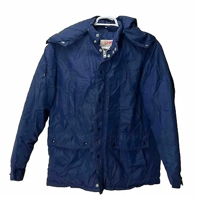 Schott Down Parka Puffer Jacket Vintage Mens Large Blue Et Plume Hooded USA Made • $62.99