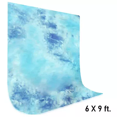 LS 1PC 6' X 9' Blue Tie Dye Muslin Backdrop Cotton Background Screen Hand Dyed • $30.04