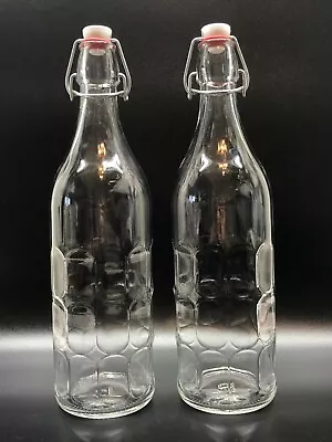 Set Of 2 Bormioli Rocco Moresca Swing Top Stopper Bottles Glass Hermetic 34oz • $18