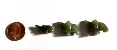 Lot Of 3 Miniature Hand Carved Jade Elephants - Vintage • $9.99