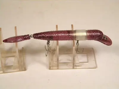 Vintage Manns Hard Worm Jointed Purple Rattle Crankbait Lure • $11.99