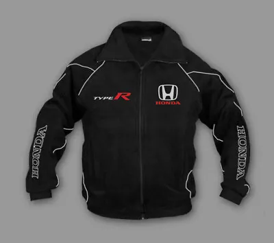 New Men Honda Type-R RACING Fleece Jacket Sweatshirt Full Zip Embroidered • £55.20