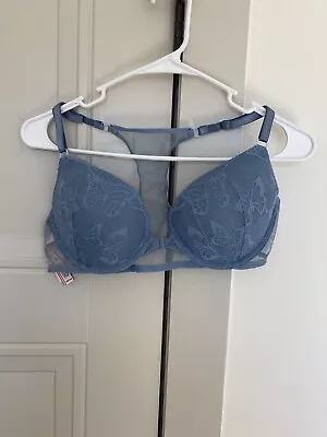 Victoria’s Secret Bra 38B Blue Halter Back Front Closing Push-up • $18