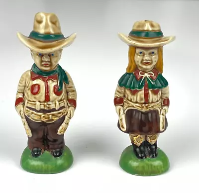 Vintage Western Cowboy Cowgirl Salt And Pepper Shakers Unique Small • $17.59