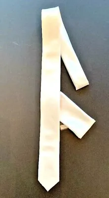 Brand Q Italy Solid White Slim Men's Necktie With Matching Pocket Hanky New NWT • $9