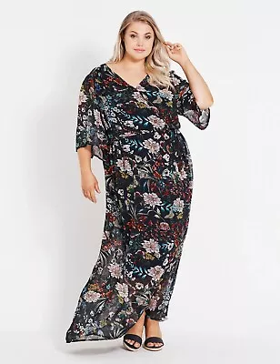 Beme Dress Plus Size 24 Maxi Elbow Flare Sleeve Floral Evening Party RP$130 NEW • $31.99