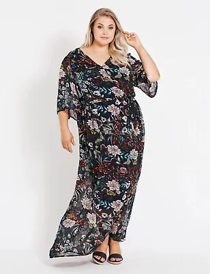Maxi Dress Plus Size 24 Elbow Flare Sleeve Floral Butterfly Evening Party RP$130 • $34.99