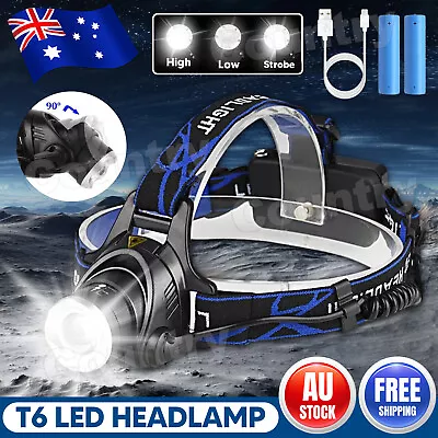 1200000LM Head Torch Headlight CE Camping Headlamp USB Rechargeable Waterproof • $15.95