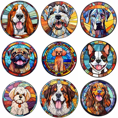 $11.09 • Buy DIY Full Drill Diamond Painting Art Stained Glass Dog Embroidery Kit Home Decor