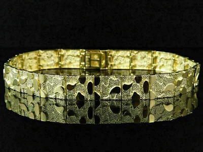 14K Yellow Gold Finish Nugget Style Link Designer Bracelet Men's And Women's • $219.99