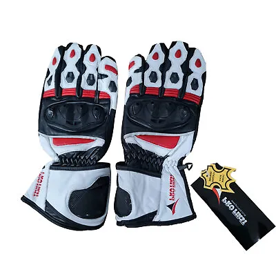 Cowhide Leather Motorbike Riding Gloves Motorcycle Armoured Gloves With Knuckles • £16.99