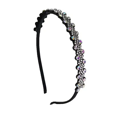 Black Hairband Metal Headband With Crystal & AB Rhinestones   • $6.49