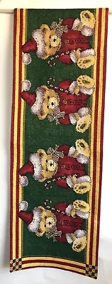 Vintage Tapestry Christmas Bears In Santa Hats Table Runner 12 X 71  • $12.50