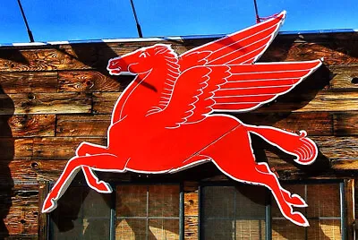 Vintage Metal Sign 12x8 Pegasus Mobil Flying Red Horse Wings Classic Gas Art • $10.95