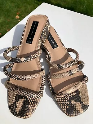 Steven By Steve Madden HADES Beige Leather Snakeskin Mule Sandal Size 7.5 • $24.99