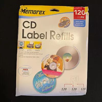 NOS 120 CD DVD Label Refills Memorex Multi-Use Labels Sealed • $12.99