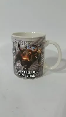 New York Wall Street Bull Market White Coffee Mug Broadway • $10.17