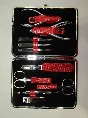 Zwilling 10 Piece Nail Care Set Red Leather Frame Case • $56