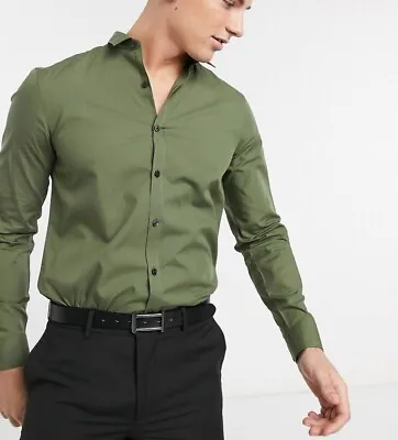 Men's Shirt Modern Slim Fit Shirts Long Sleeve Casual Formal RH13 • £12.99
