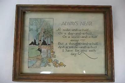 VTG Antique  ALWAYS NEAR  Poem Art DECO P.F. Volland Co 1916 Framed • $10.95