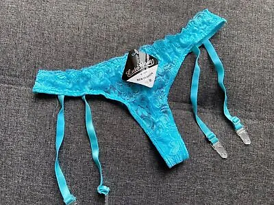 Ladies Sexy Lace Baby Blue Suspender Thongs T String G String Lingerie Knickers • £4.99
