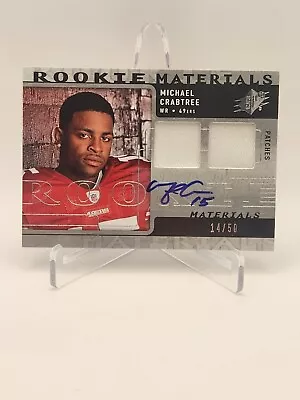 2009 SPx Rookie Materials 14/50 Michael Crabtree #RM-MC Rookie RC Auto • $14.95