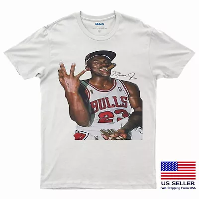 Michael Jordan Smoking Cigar Signature Basketball Shirt Retro 90s T-Shirt • $15.88