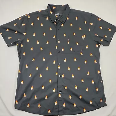 Molokai Surf Co. Shirt Mens XXL Short Sleeve Flaming Skull Print Pocket Top • $15.99