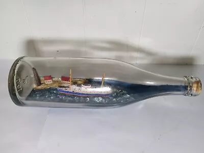 Vintage Ship In A Glass Bottle Nautical Scene Hamburg Leihflasche Island Boat • $53