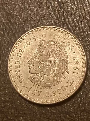 1947 Cinco Peso Silver Coin Mexico • $49