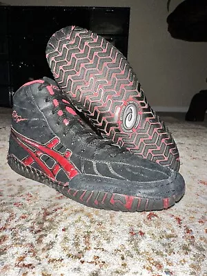 Mens Size 7 ASICS Rulon Rare Wrestling Shoes Black Red. Vintage Freek Exeo Lot • $325