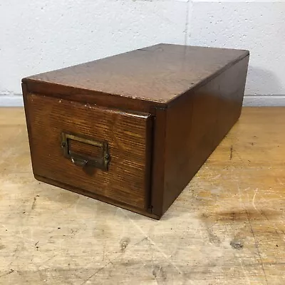 Vintage Wooden 1 Drawer Library Card File Box Holds 3”x5” Cards Antique • $70