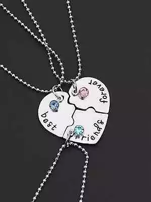 3pcs Best Friends Fovever Heart Pendant Necklace Gifts For Best Friend Friends • $6.32