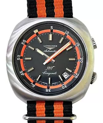 Mens Vintage Longines Conquest Super Compressor Automatic Steel Diving Watch • $1440