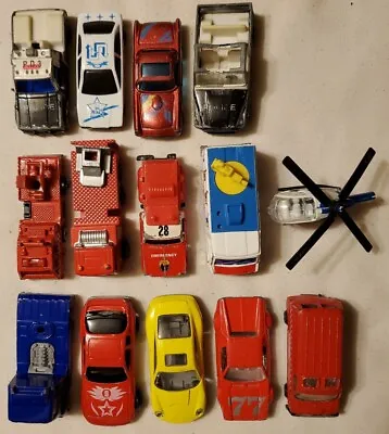 LOT OF 14 VINTAGE 1980s-2000s HOT WHEELS MATCHBOX-TYPE CARS & VEHICLES TOYS USED • $4