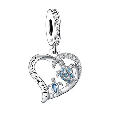 $29.99 • Buy S925 Silver Ocean Turtle I Love You Forever Charm Pendant By YOUnique Designs