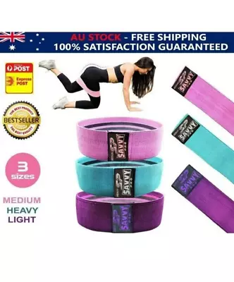 3xSET Resistance Booty Bands Fabric Hip Circle Workout Exercise Loop Guide Yoga • $9.99