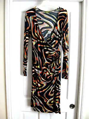 N & Willow Soft Stretch Dress+navy Multi Print+m/l+vgc • £10